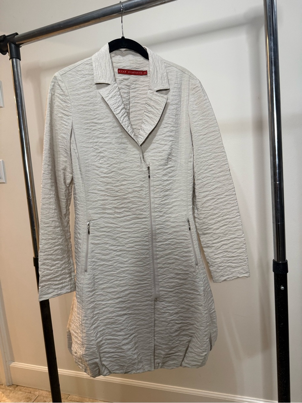 Light Cream Crinkle Zip-Front Trench Coat by MaxMara